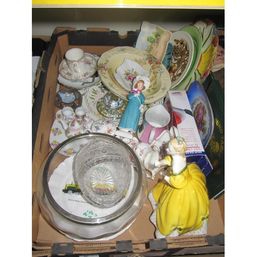 61 - Box of China to Include Crown Derby, Fruit Bowl, Figures etc.