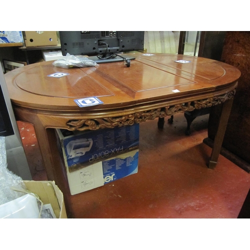 616 - Oval Chinese Dining Table with Fretwork Edge.