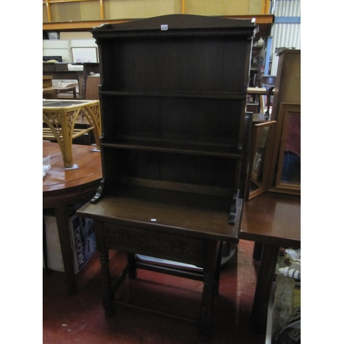 626 - Small Single Drawer Old Oak Closed Back Dresser.