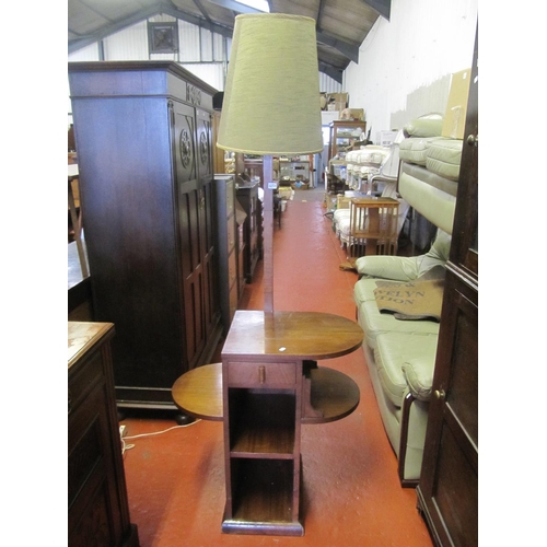 637 - Mahogany Single Drawer Table with Integrated Lamp.