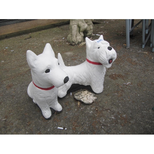 648 - Two Painted Concrete Garden Scottie Dog Ornaments.