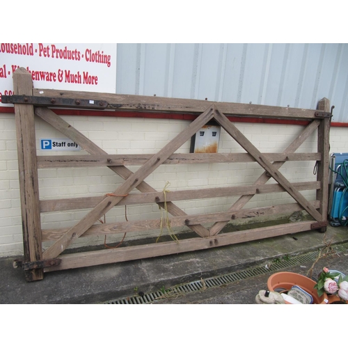 657 - 10 ft Solid Wooden Farm Gate.