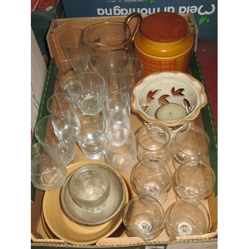 69 - Box to Include Hornsea Jar & Lid, Glass Ware etc.