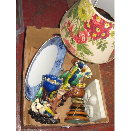 78 - Box to Include Table Lamp & Large Shade, Vases etc.