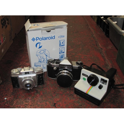 79 - Box of Cameras - Polaroid Land Camera 1000, Praktica Super TL, Polaroid Camera in Box and Pronto Sil... 