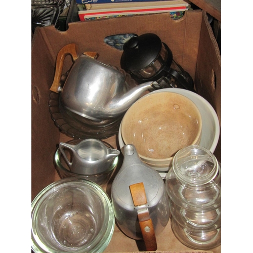 91 - Box of Glass Bowls, Piquot Ware Part Tea Service etc.