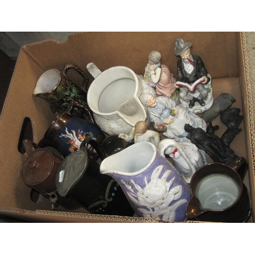 102 - Box of Assorted Jugs & Figures.