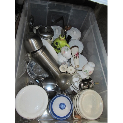 103 - Large Box of Kitchen Ware, Storage Jars, Utensils etc.