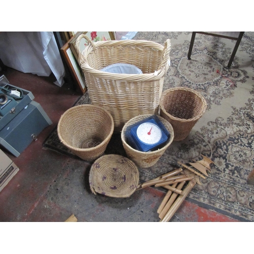 107 - Quantity of Wicker Baskets & Kitchen Scales etc.
