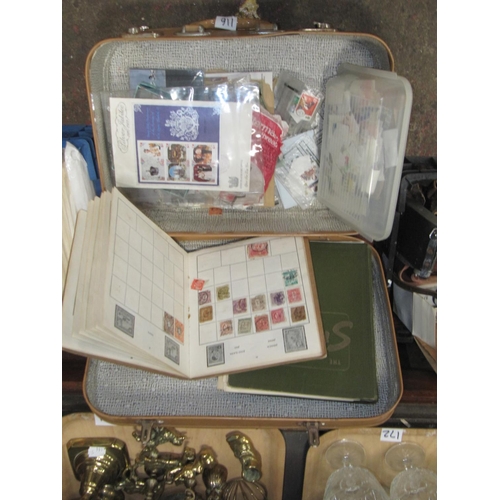 116 - Quantity of Stamps and Albums in Vintage Suitcase.