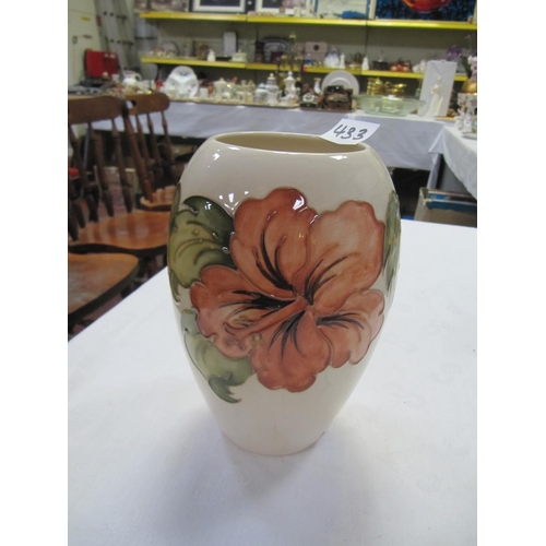 433 - Moorcroft Cream Ground Hibiscus Ovoid Vase with William John Moorcroft Initials & Printed Marks to B... 