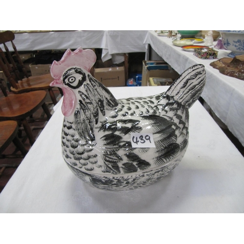 439 - Price Bros Black & White Hen on Nest.