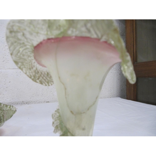 441 - Large Victorian Ruby & Vaseline Glass Seven Branch Epergne - Some glass swirl ends broken & one bask... 