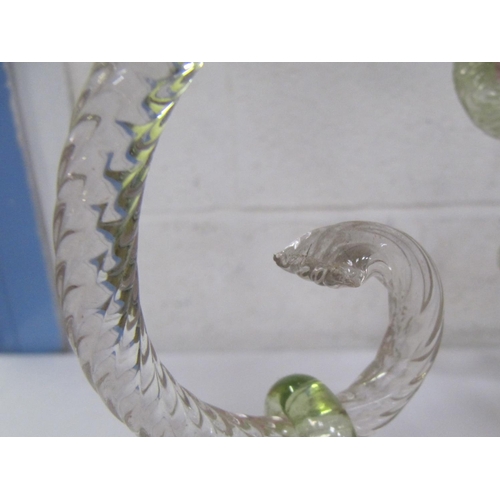 441 - Large Victorian Ruby & Vaseline Glass Seven Branch Epergne - Some glass swirl ends broken & one bask... 