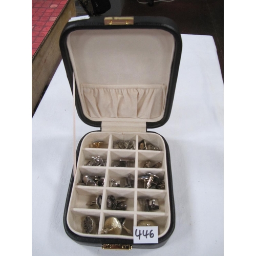 446 - Jewellery Case & Selection of Cufflinks - Some Hallmarked Silver.