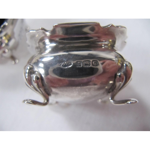 451 - Pair of Hallmarked Silver Salts with Blue Glass Inserts and Two Spoons.
