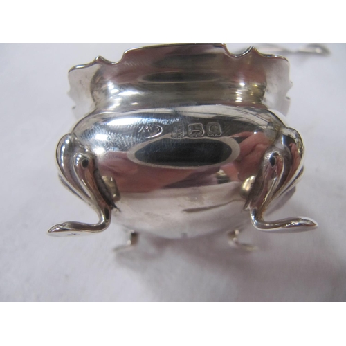 451 - Pair of Hallmarked Silver Salts with Blue Glass Inserts and Two Spoons.