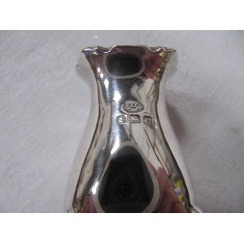 457 - Hallmarked Silver Three Piece Cruet Set with original Blue Glass Liner & Spoon.