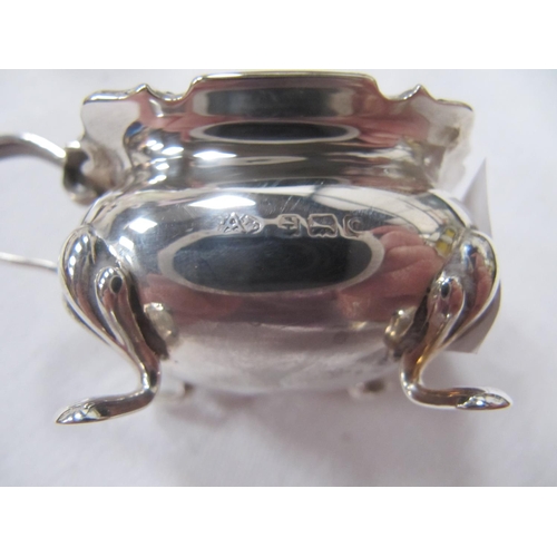 457 - Hallmarked Silver Three Piece Cruet Set with original Blue Glass Liner & Spoon.