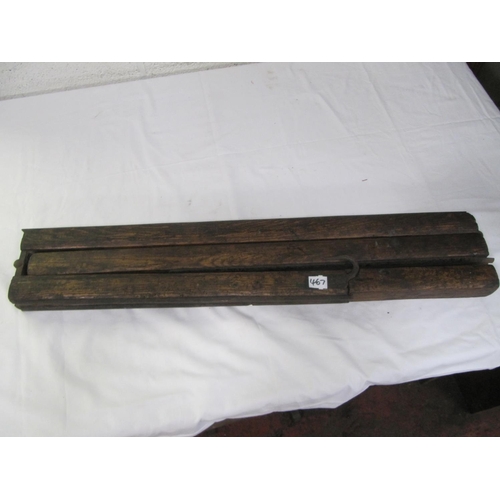 467 - Georgian Ash and Iron Folding Ladder, Hinged in Two Sections with Hooks at The Top.