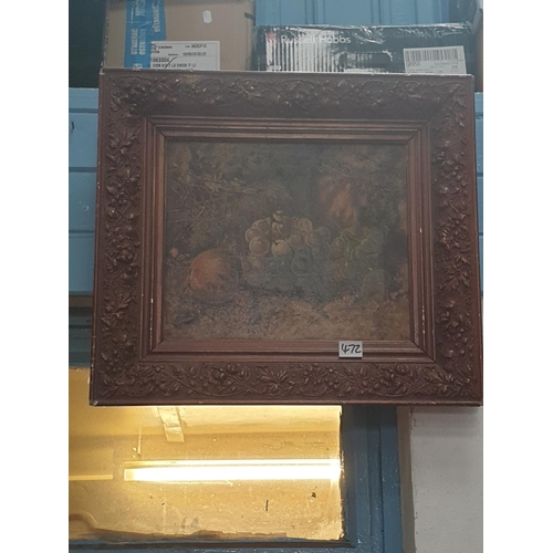 472 - Still Life Fruit Oil on Canvas Painting in Embellished Frame.