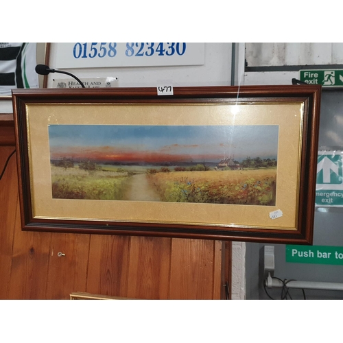 477 - Very Pretty Framed Sunset Scene Possible Watercolour.