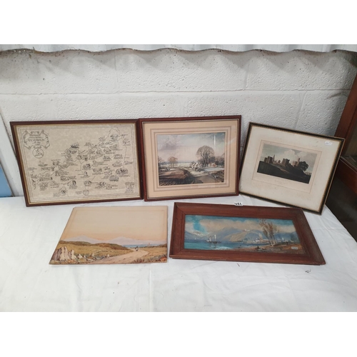482 - Assortment of Vintage Pictures and Eisteddfod Map.