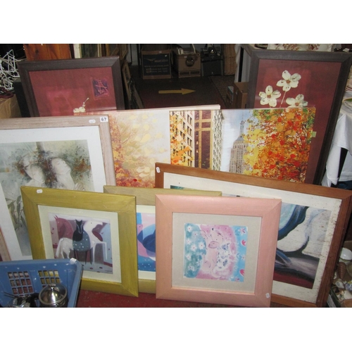 67 - Quantity of Framed Pictures & Canvases.