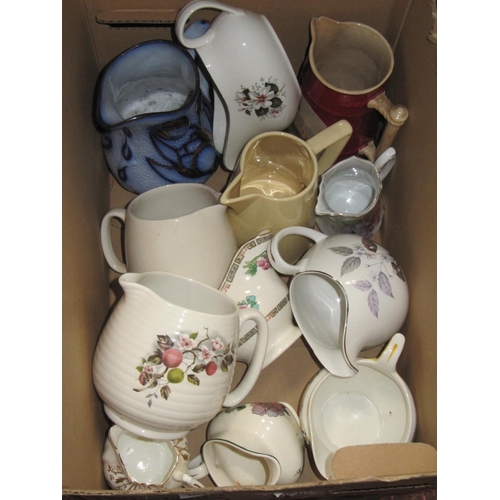 81 - Box of Assorted Jugs to Include Losal Ware & Ridgeway etc.