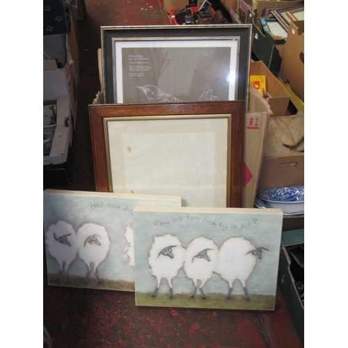 84 - Box of Framed Pictures & Canvases.