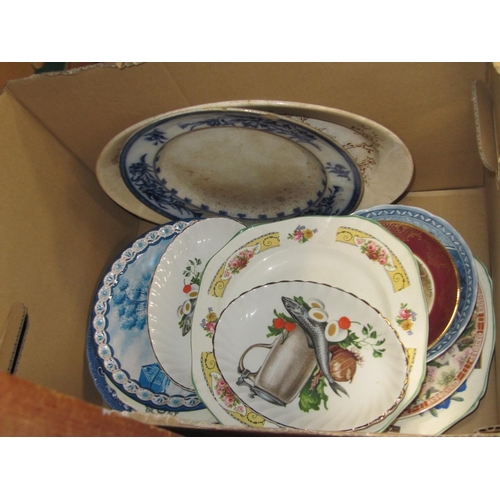 90 - Box of Assorted Plates Including Burslem, Alfred Meakin etc.
