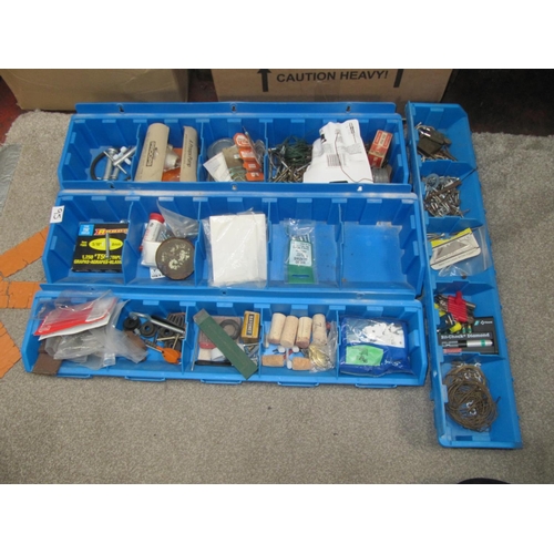 95 - Four Hanging Plastic Storage Shelves & Quantity of Hardware.