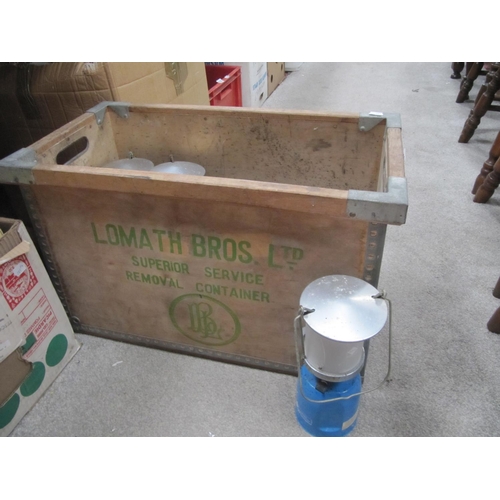 98 - Wooden Crate & Selection of Gas Lamps & Camping Gas Canisters.