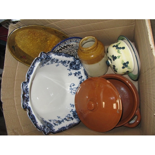 99 - Box to Include Plates, Large Bowl, Earthenware Jar etc.
