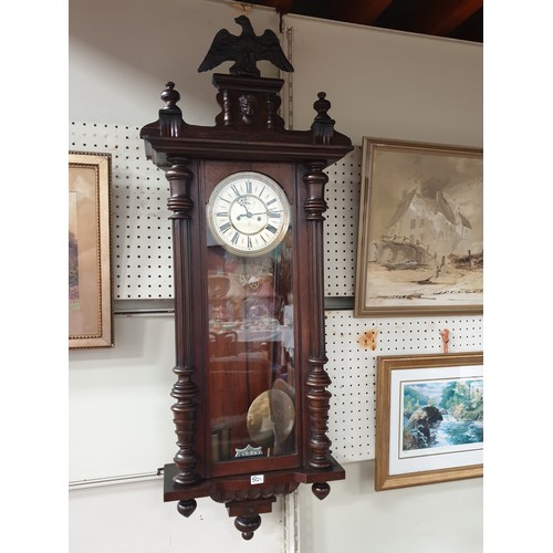 501 - Gustav Becker Vienna Double Weight Regulator Wall Clock with Eagle Top - Working.