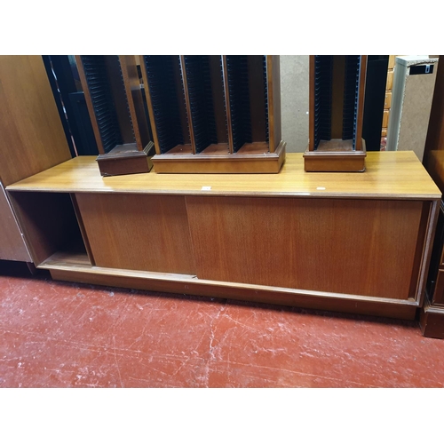 604 - Long G-Plan Two Sliding Door Records Cabinet.