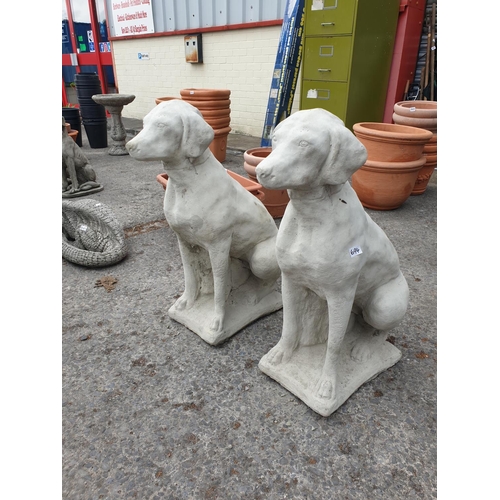 694 - Pair of Large Concrete Garden Weimaraner Dog Ornaments.