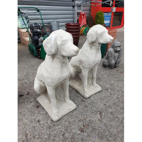 694 - Pair of Large Concrete Garden Weimaraner Dog Ornaments.