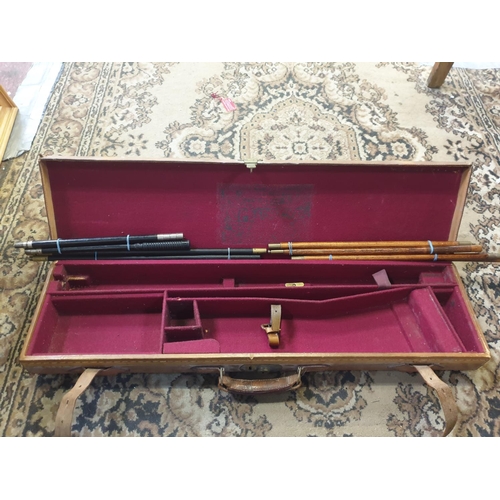 108 - Vintage Leather Gun Case & Quantity of Cleaning Rods.