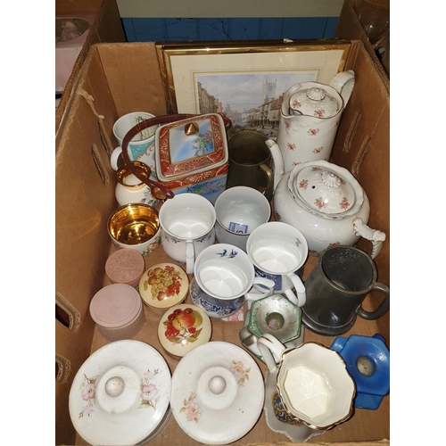 14 - Box of Assorted China to Include Palissy & Commemorative China.