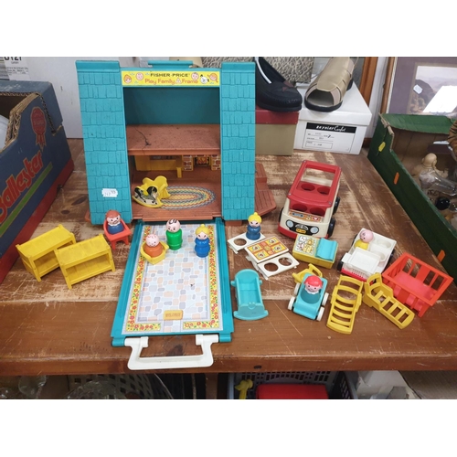 140 - Fisher-Price Play Family A Frame & Quantity of Furniture & Accessories.