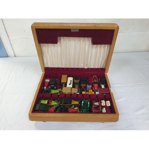 157 - Oak Cutlery Canteen Box & Selection of Matchbox & Other Toy Vehcles.