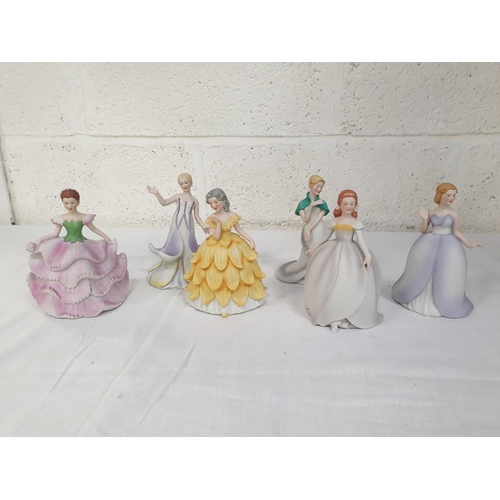 176 - Six Franklin Mint & Coalport Lady Figures.