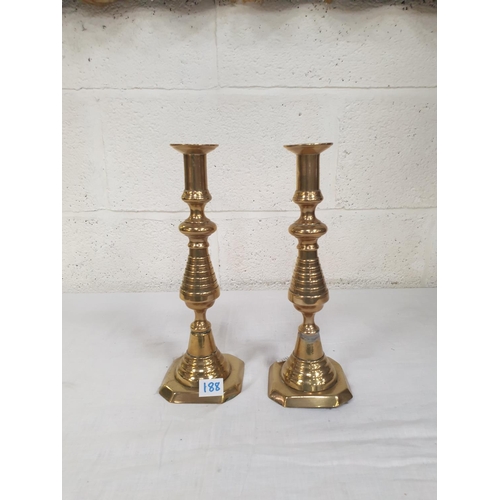 188 - Pair of Brass Candlesticks.