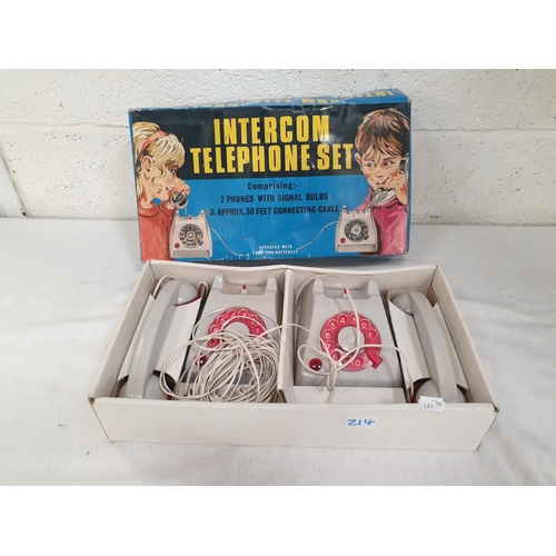 214 - Boxed Retro Play Telephone Intercom Set.