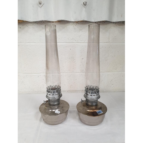 222 - Pair of Chrome Bowl Single Burner Oil Lamps.