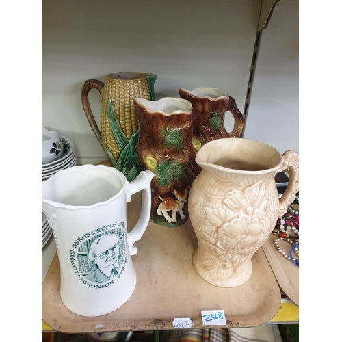 248 - Tray of Vintage Dresser Jugs Includes Silurian Welsh Pottery, Arthur Wood & Eastgate.