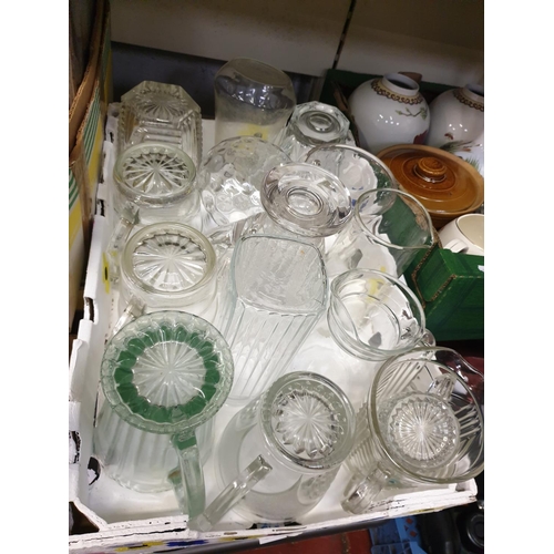 25 - Large Box of Glass Water Jugs.