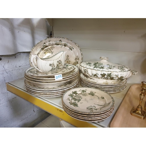 252 - 23 Piece Vintage Cream & Green Floral Part Dinner Service.