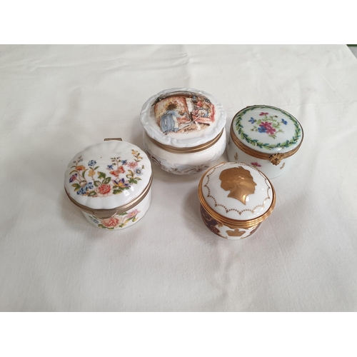 257 - Four Ceramic Pill Boxes - Limoges, Aynsley, Royal Doulton 